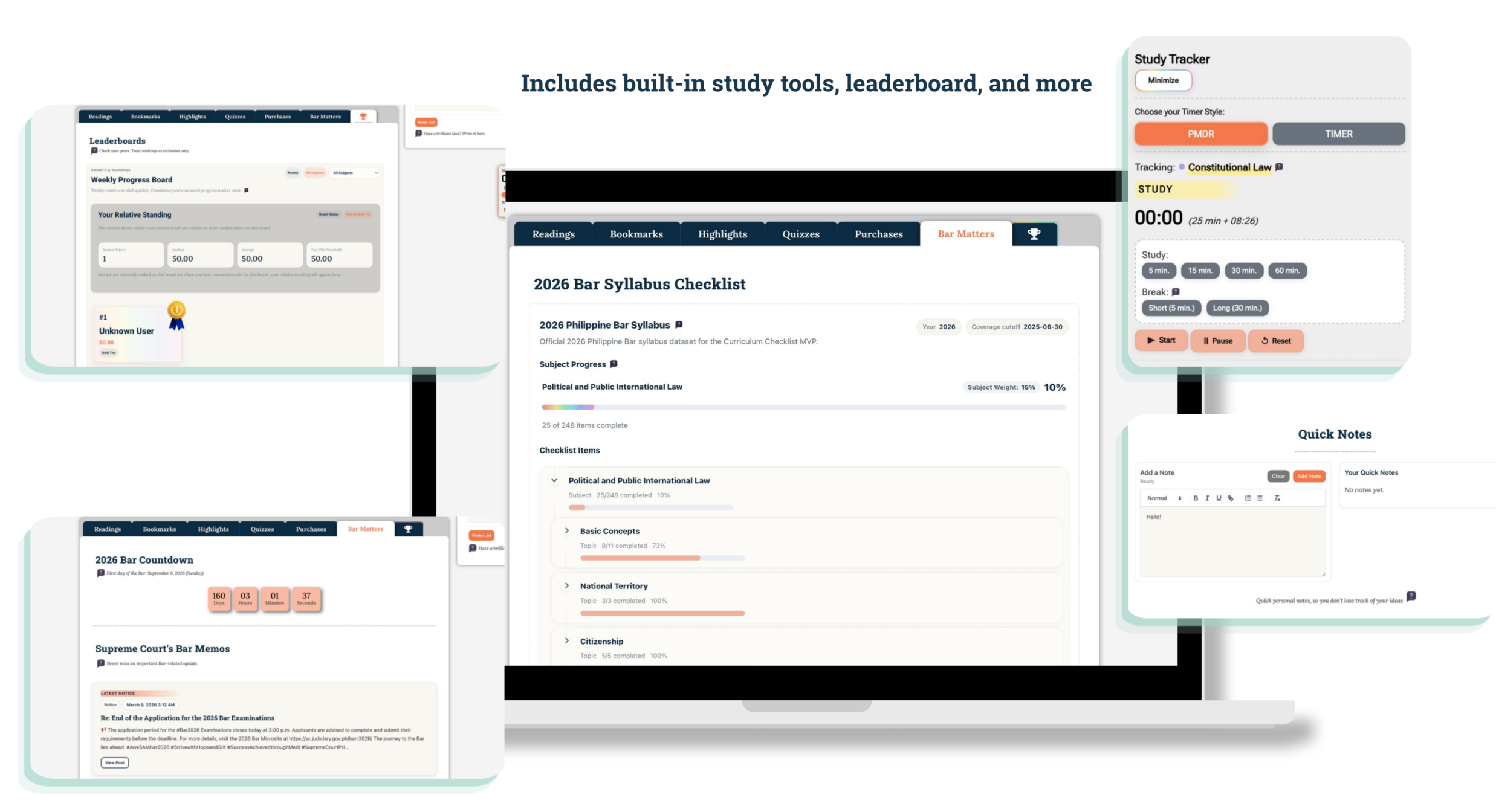 Philippine Law Reviewers study dashboard preview